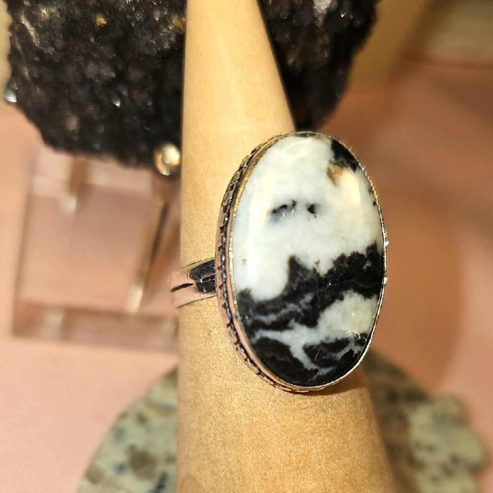 White Buffalo Turquoise Silver 925 Ring - Picture 3 of 4
